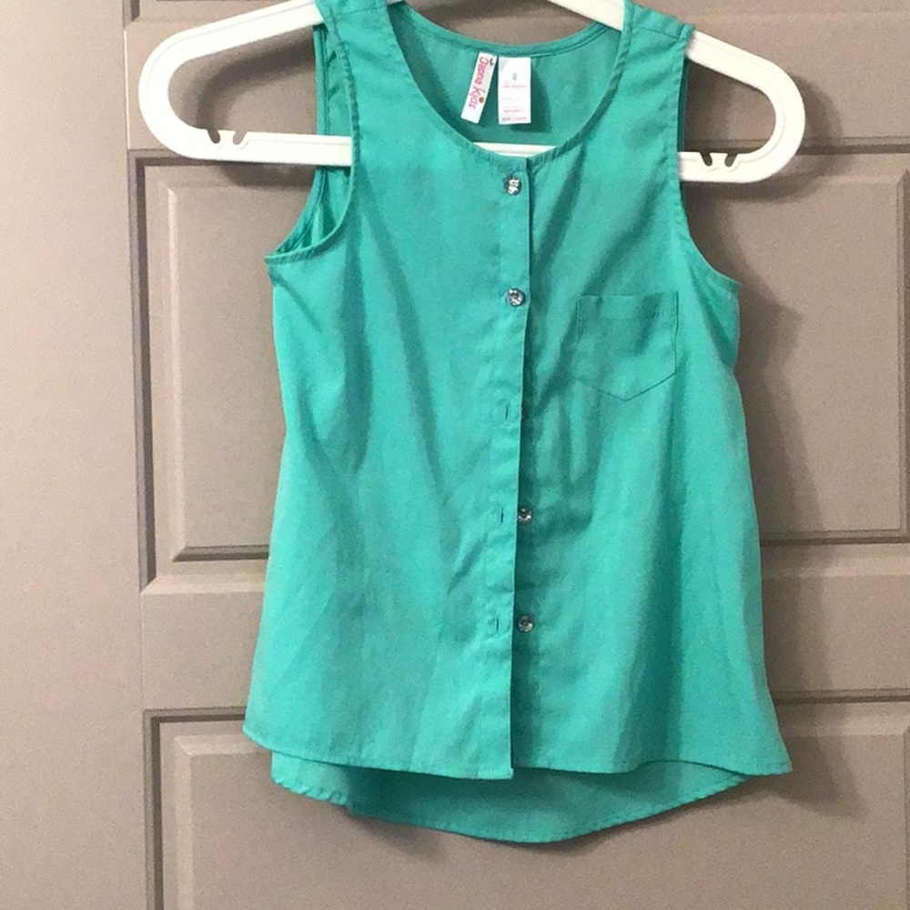 Teal button up